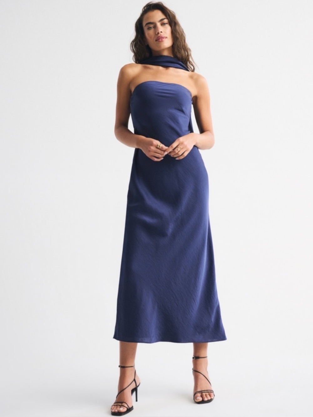 Abercrombie & Fitch- 
Strapless Navy Evening Slip Dress